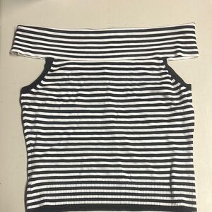 INC International Concepts Black and White Striped Crop Top